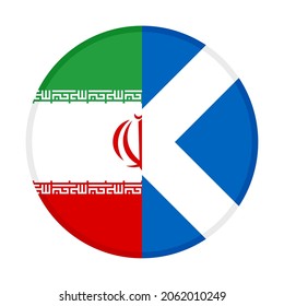 round icon with iran and scotland flags, isolated on white background
