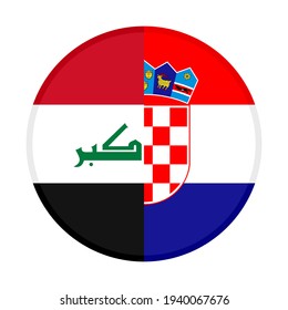 round icon with iraq and croatia flags isolated on white background
