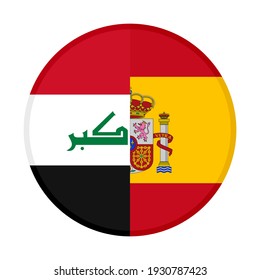 round icon with iraq and spain flags isolated on white background
