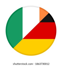 round icon with ireland and germany flags, isolated on white background