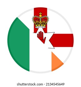 round icon with ireland and northern ireland flags. vector illustration isolated on white background