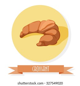 Round icon isolated on a white background. Croissant.