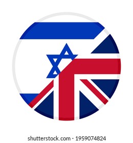 Round Icon With Israel And British Flags, Isolated On White Background
