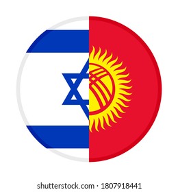 round icon with israel and kyrgyzstan flags, isolated on white background