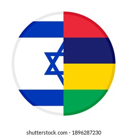 icono circular con banderas de israel y mauricio aisladas en fondo blanco