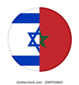 round icon with israel and morocco flags, isolated on white background
