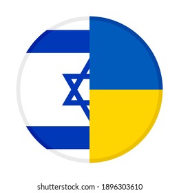 round icon with israel and ukraine flags isolated on white background
