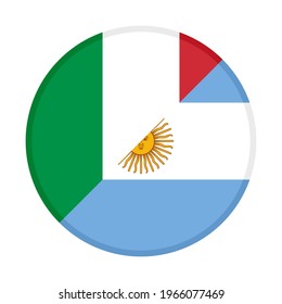 round icon with italy and argentina flags isolated on white background
