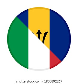 icono circular con banderas italy barbados aisladas en fondo blanco
