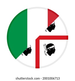 round icon with italy and sardinia flags isolated on white background
