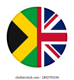 round icon with jamaica and united kingdom flags isolated on white background
