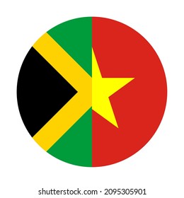 round icon with jamaica and vietnam flags. vector illustration isolated on white background
