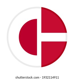 round icon with japan and denmark flags isolated on white background
