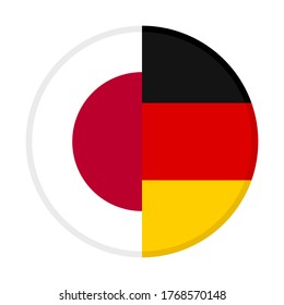 round icon with japan and germany flags