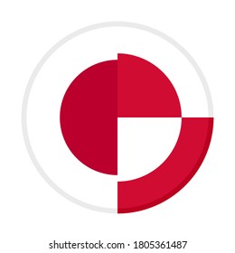 round icon with japan and greenland flags, isolated on white background