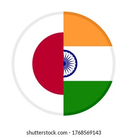 round icon with japan and india flags