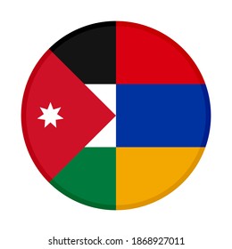 round icon with jordan and armenia flags, isolated on white background