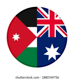 icono circular con banderas de jordan y australia aisladas en fondo blanco