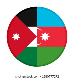 round icon with jordan and azerbaijan flags isolated on white background