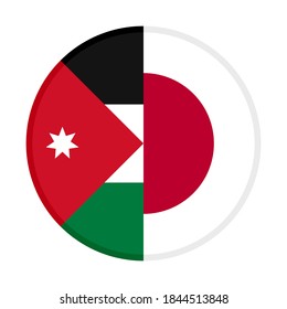round icon with jordan and japan flags, isolated on white background
