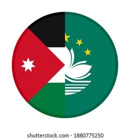 icono circular con banderas de jordan y macau aisladas en fondo blanco