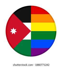 round icon with jordan and rainbow flags isolated on white background