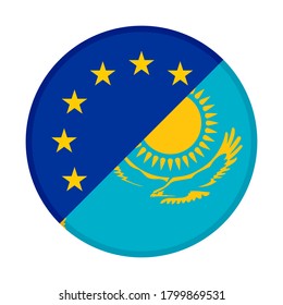 round icon with kazakhstan and european union flags