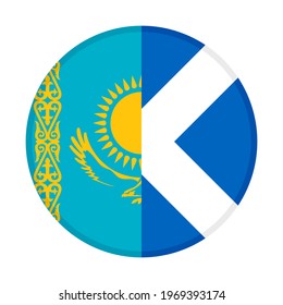 round icon with kazakhstan and ิscotland flags isolated on white background
