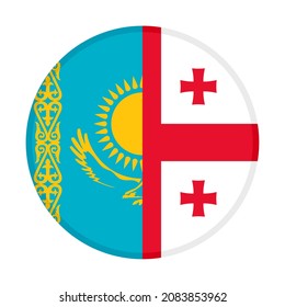 round icon with kazakhstan and georgia flags isolated on white background
