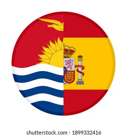 icono circular con banderas de kiribati y españa aisladas en fondo blanco
