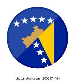 round icon with kosovo and bosnia flags isolated on white background
