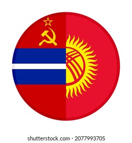 round icon with kyrgyzstan and kyrgyz soviet socialist republic flags isolated on white background
