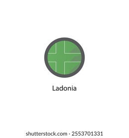 Round icon of Ladonia flag. Simple vector illustration.