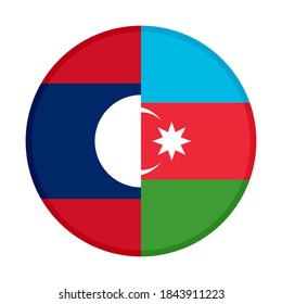 round icon with laos and azerbaijan flags, isolated on white background