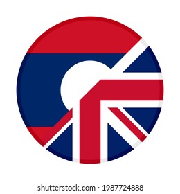 round icon with laos and british flags isolated on white background
