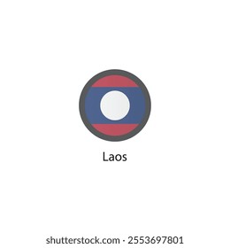 Round icon of Laos flag. Simple vector illustration.