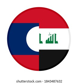icono circular con banderas laos e iraq, aislado en fondo blanco