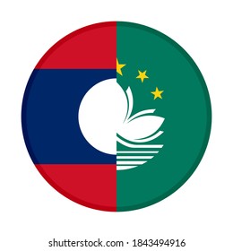 round icon with laos and macau flags, isolated on white background