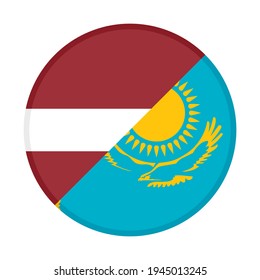 round icon with latvia and kazakhstan flags isolated on white background

