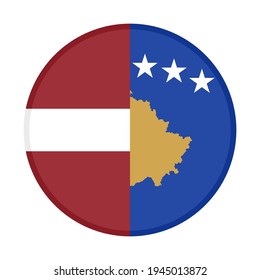 round icon with latvia and kosovo flags isolated on white background
