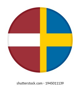 round icon with latvia and sweden flags isolated on white background
