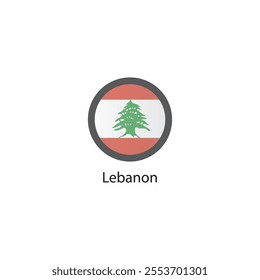 Round icon of Lebanon flag. Simple vector illustration.