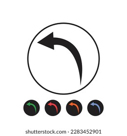 Round icon of left curved arrow. 