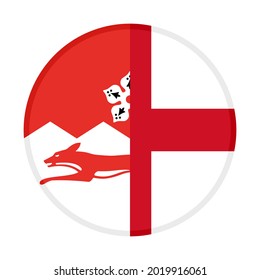 round icon with leicestershire and england flags isolated on white background
