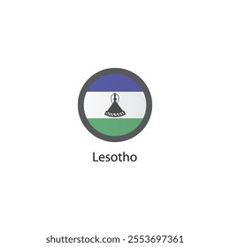 Round icon of Lesotho flag. Simple vector illustration.