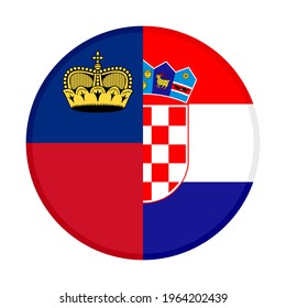 round icon with liechtenstein and croatia flags isolated on white background