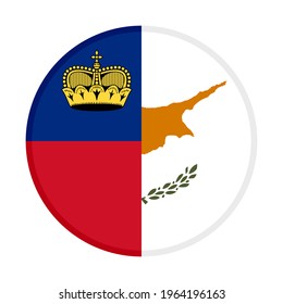 round icon with liechtenstein and cyprus flags isolated on white background