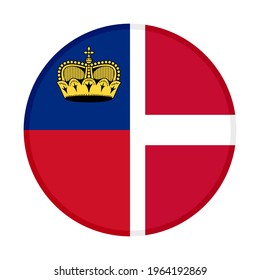round icon with liechtenstein and denmark flags isolated on white background