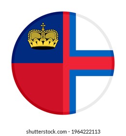 round icon with liechtenstein and faroe islands flags isolated on white background