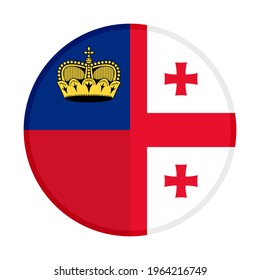 round icon with liechtenstein and georgia flags isolated on white background